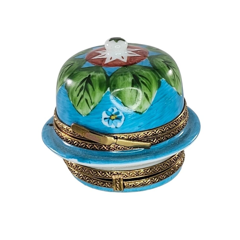 Limoges France Peint Main Trinket Box With Cheese Platter Double Hinged